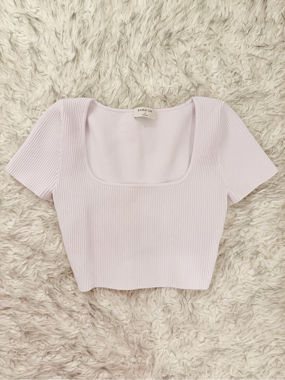 Babaton Sculpt Knit Squareneck Top - Iced Lavender